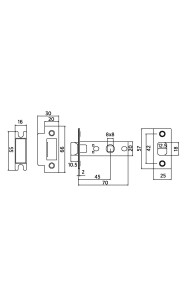 Защёлка межкомнатная BUSSARE L6-45 PLAST B.NICKEL (черный никель, пластиковый язычок)